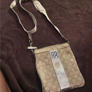 Coach Beige and Metallic Crossbody Bag